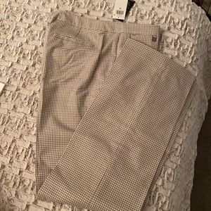 Checked stretch wool straight leg pants